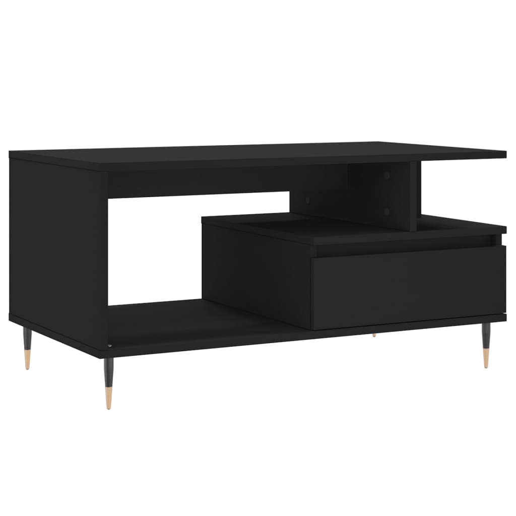 fekete szerelt fa dohányzóasztal 90 x 49 x 45 cm