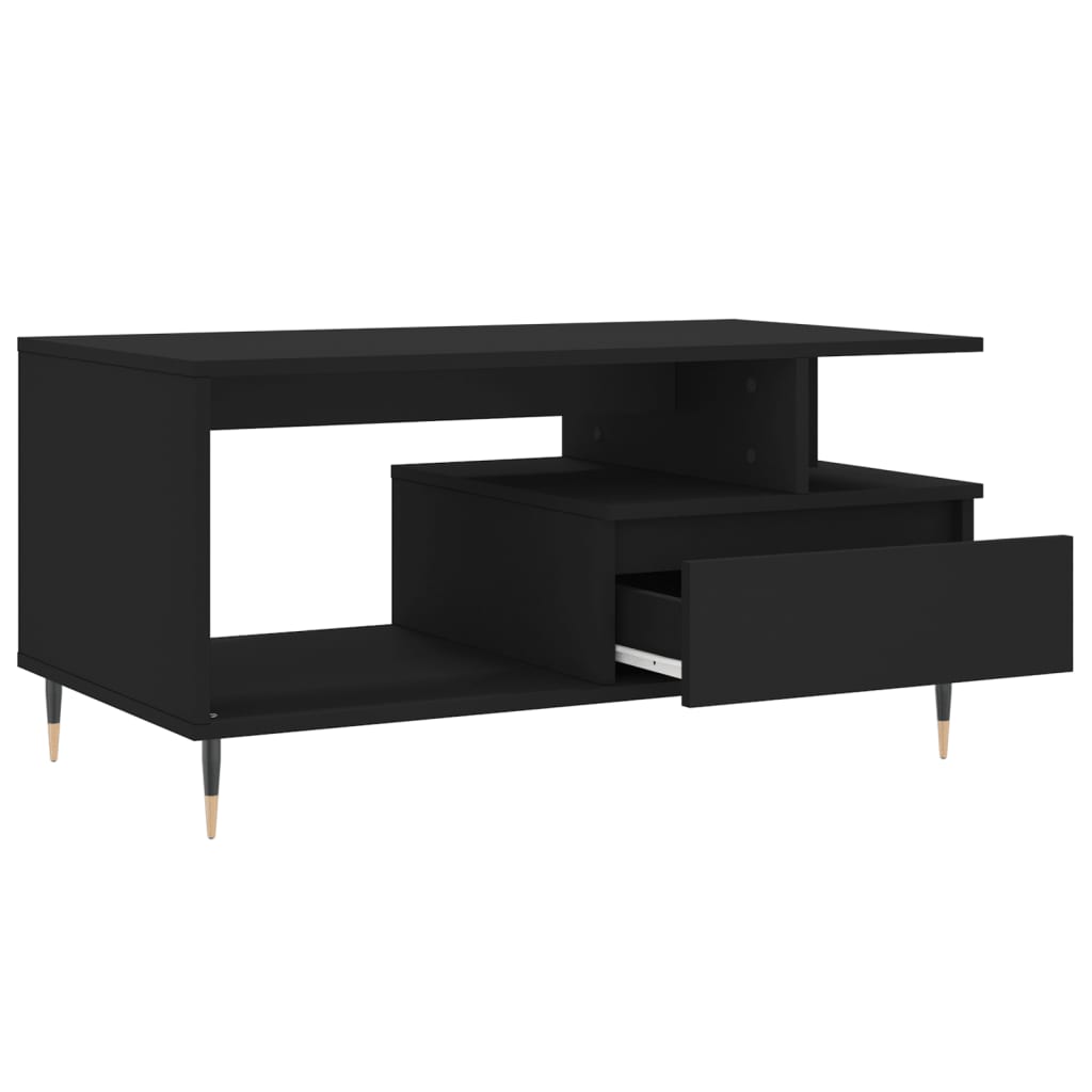fekete szerelt fa dohányzóasztal 90 x 49 x 45 cm