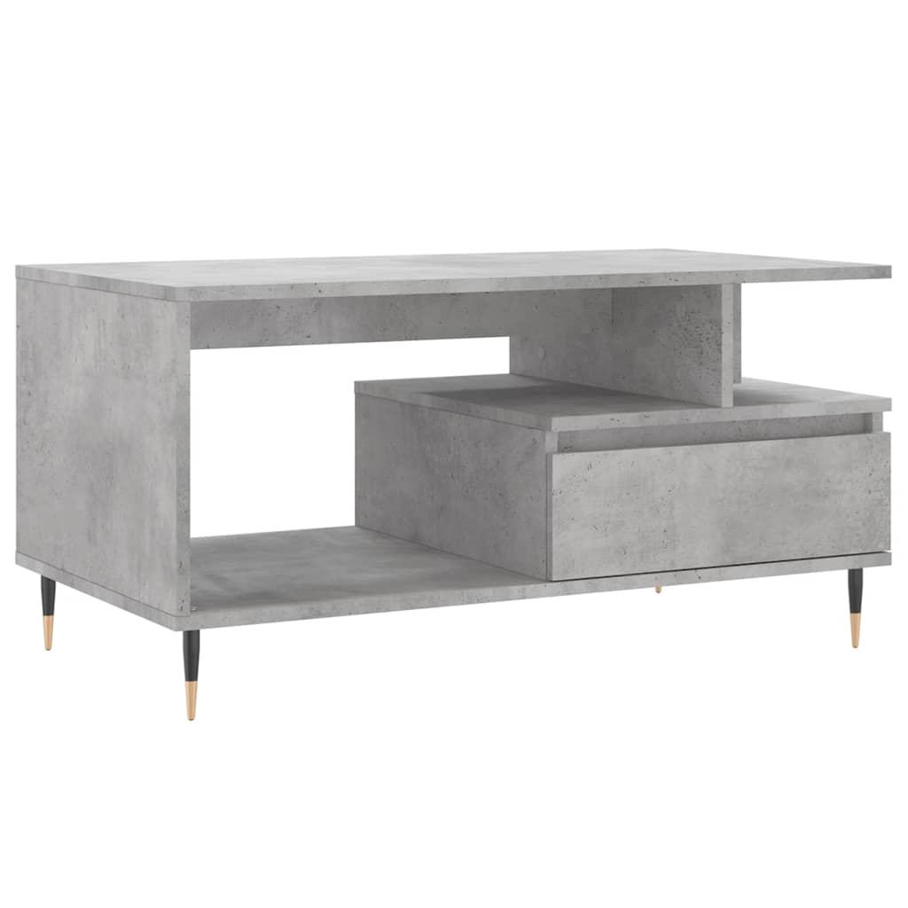 betonszürke szerelt fa dohányzóasztal 90x49x45 cm