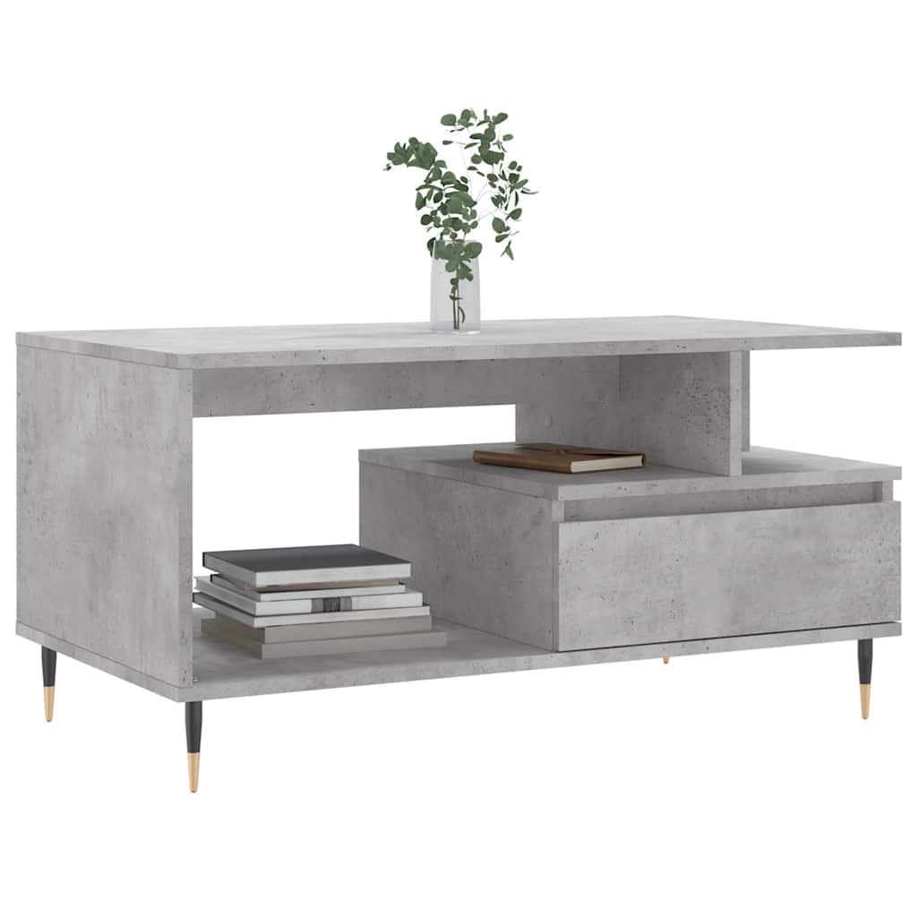 betonszürke szerelt fa dohányzóasztal 90x49x45 cm