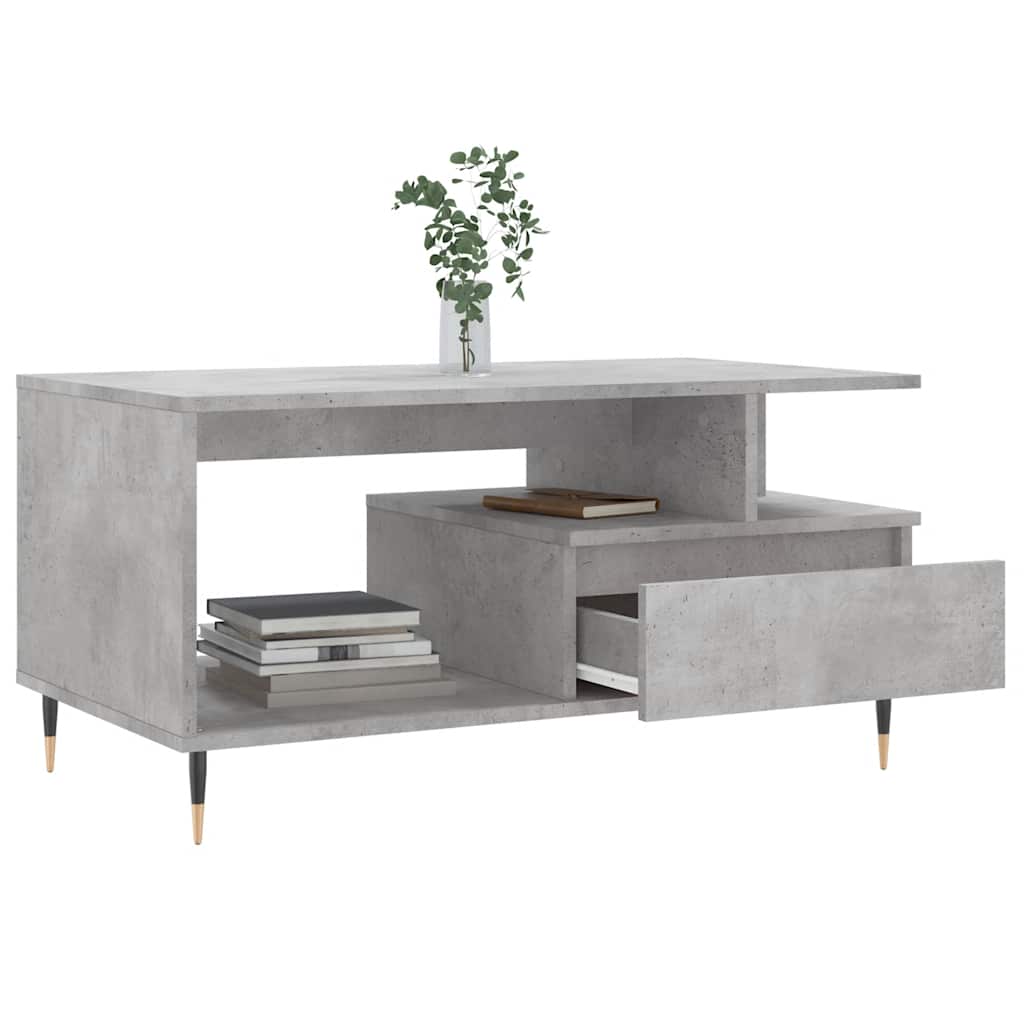 betonszürke szerelt fa dohányzóasztal 90x49x45 cm