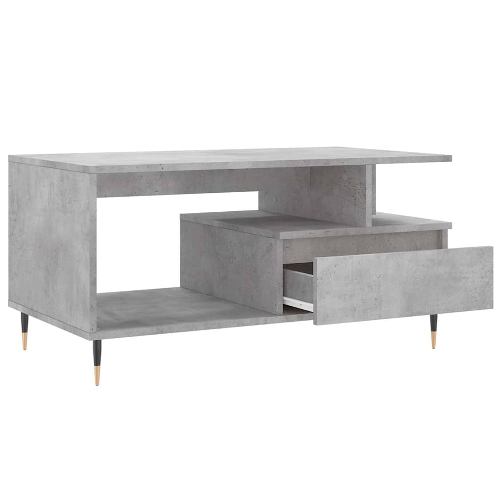betonszürke szerelt fa dohányzóasztal 90x49x45 cm