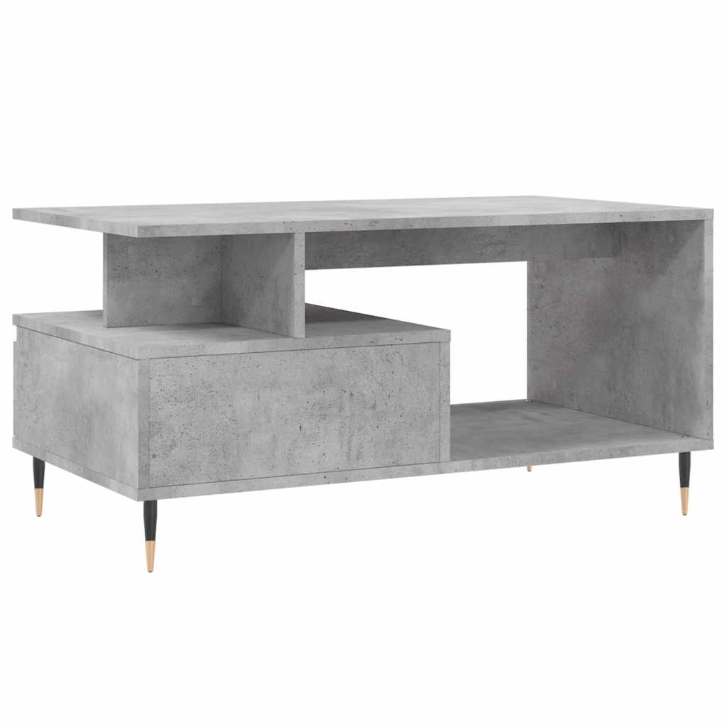 betonszürke szerelt fa dohányzóasztal 90x49x45 cm