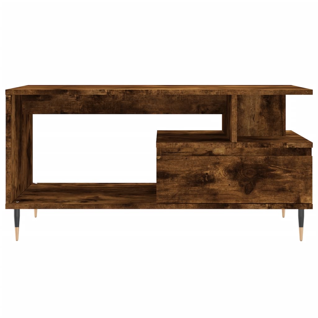 füstös tölgy színű szerelt fa dohányzóasztal 90x49x45 cm