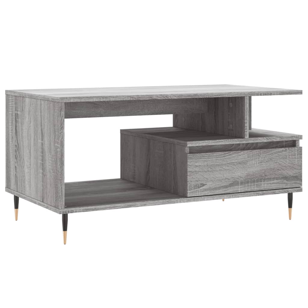 szürke sonoma szerelt fa dohányzóasztal 90x49x45 cm