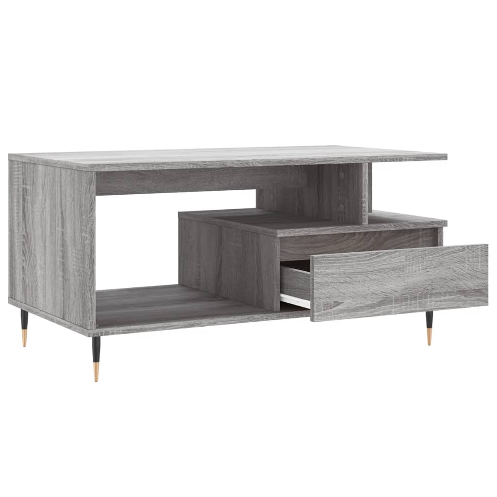 szürke sonoma szerelt fa dohányzóasztal 90x49x45 cm