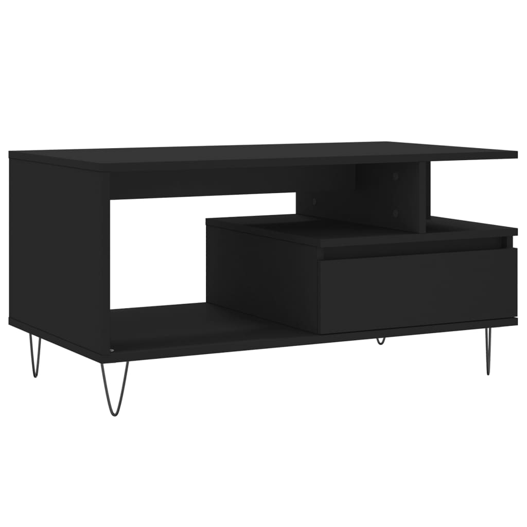 fekete szerelt fa dohányzóasztal 90 x 49 x 45 cm
