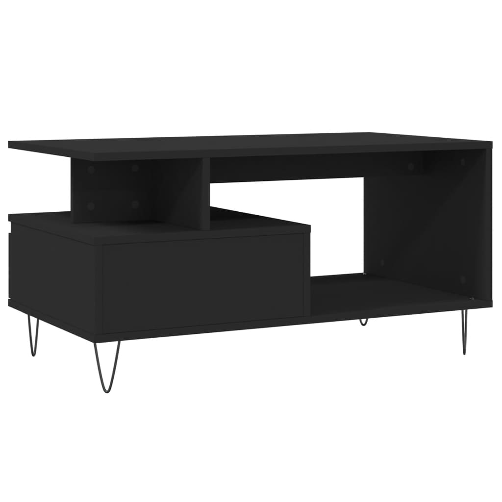 fekete szerelt fa dohányzóasztal 90 x 49 x 45 cm