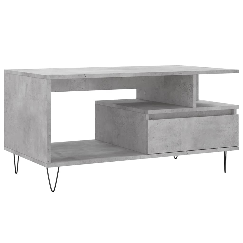 betonszürke szerelt fa dohányzóasztal 90x49x45 cm
