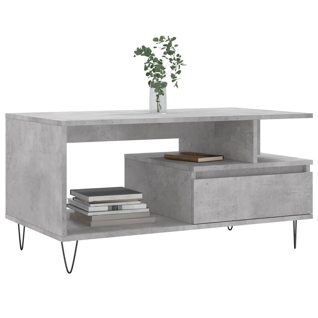 betonszürke szerelt fa dohányzóasztal 90x49x45 cm