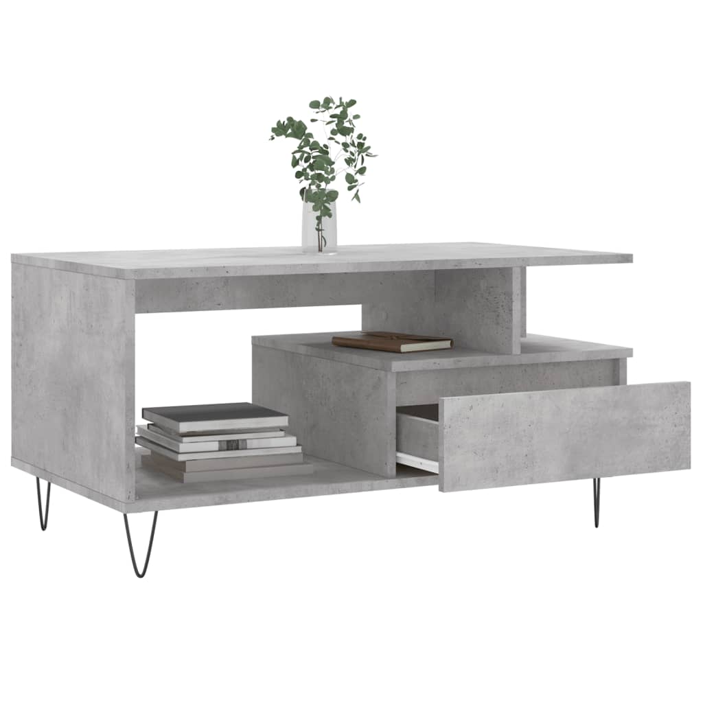 betonszürke szerelt fa dohányzóasztal 90x49x45 cm