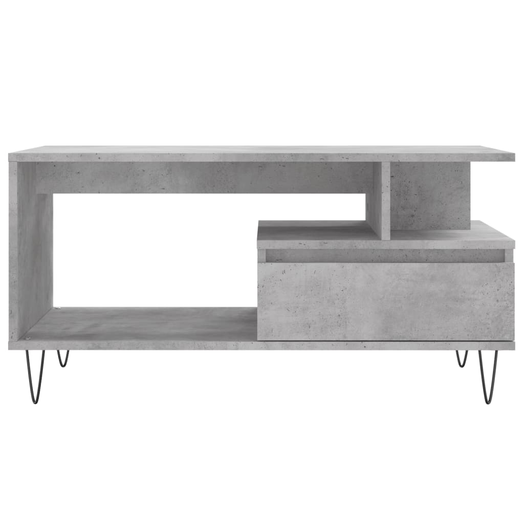 betonszürke szerelt fa dohányzóasztal 90x49x45 cm