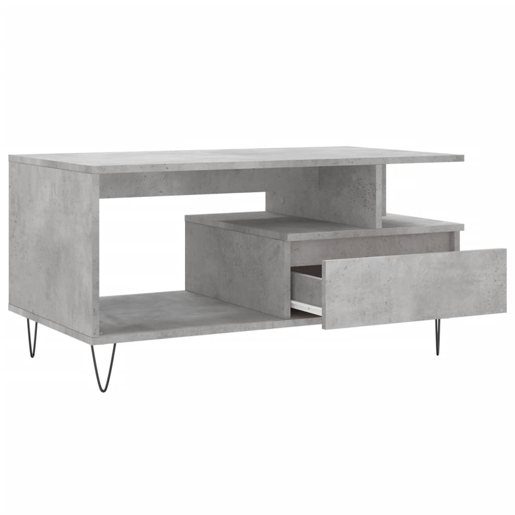 betonszürke szerelt fa dohányzóasztal 90x49x45 cm