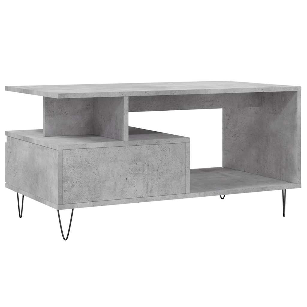 betonszürke szerelt fa dohányzóasztal 90x49x45 cm