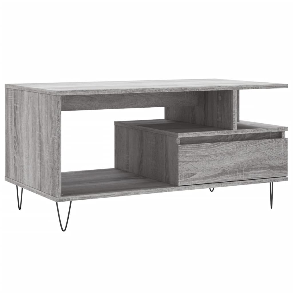 szürke sonoma szerelt fa dohányzóasztal 90x49x45 cm