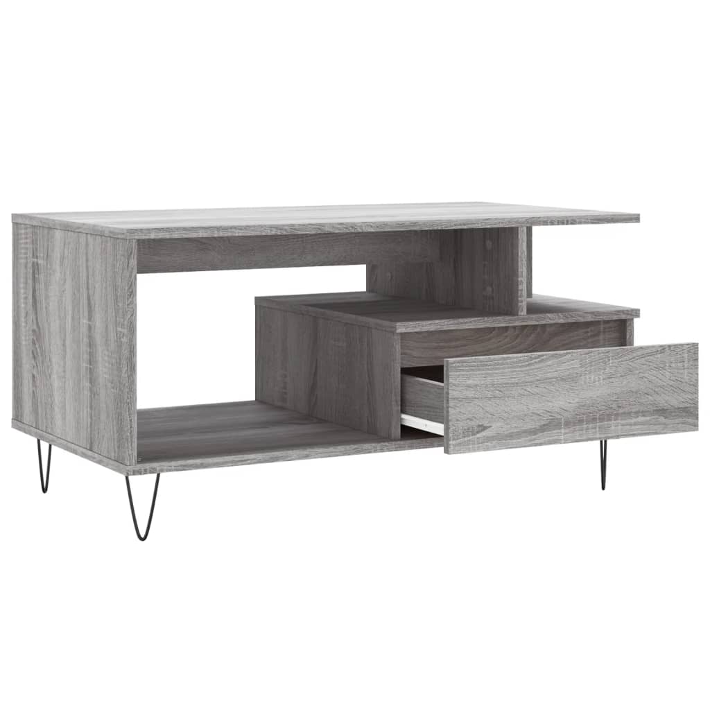 szürke sonoma szerelt fa dohányzóasztal 90x49x45 cm
