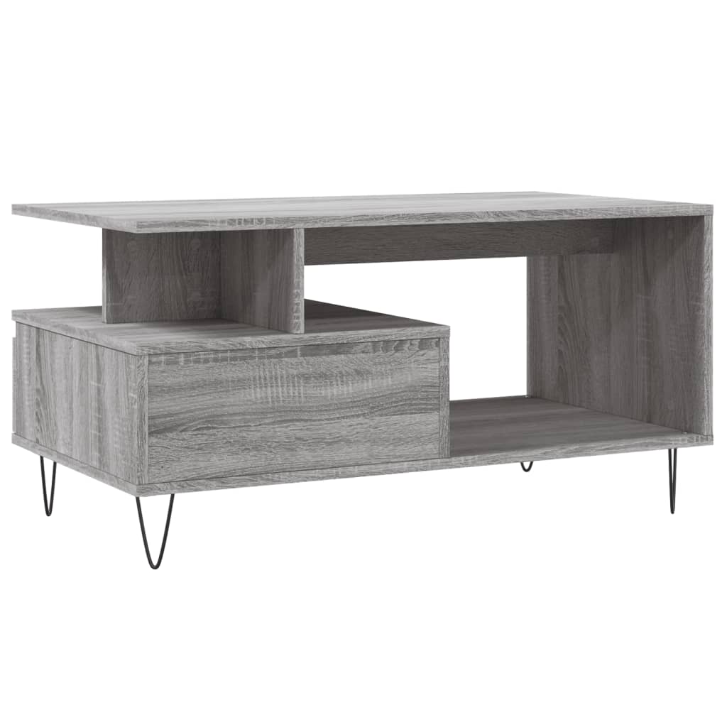 szürke sonoma szerelt fa dohányzóasztal 90x49x45 cm