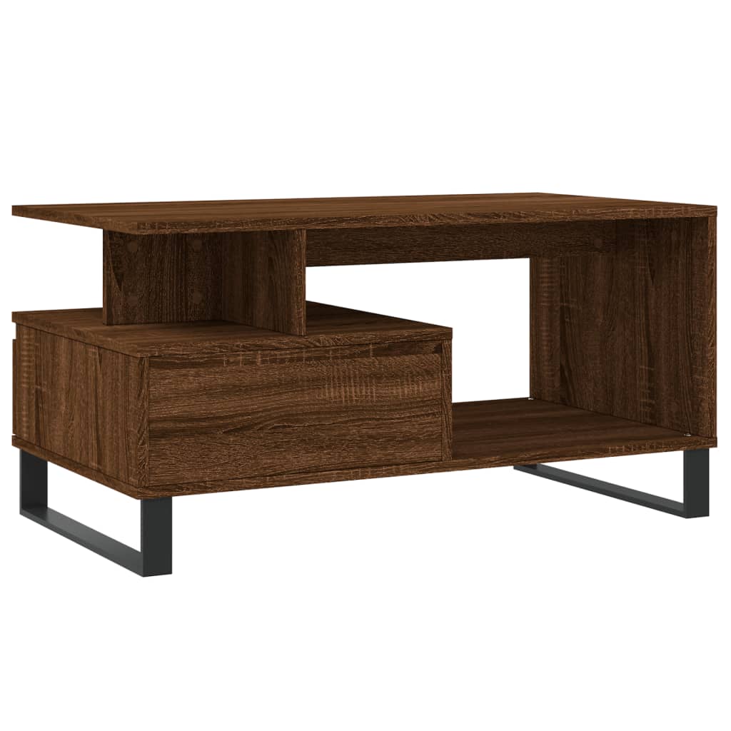 barna tölgyszínű szerelt fa dohányzóasztal 90x49x45 cm