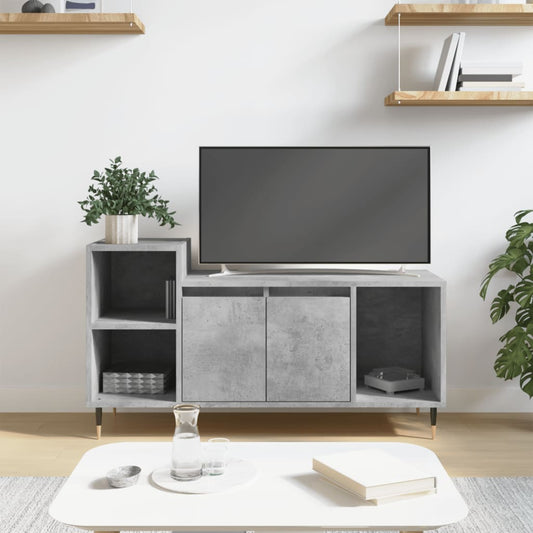 betonszürke szerelt fa TV-szekrény 100 x 35 x 55 cm