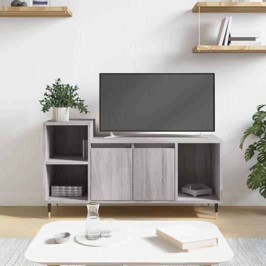 szürke sonoma színű szerelt fa TV-szekrény 100x35x55 cm