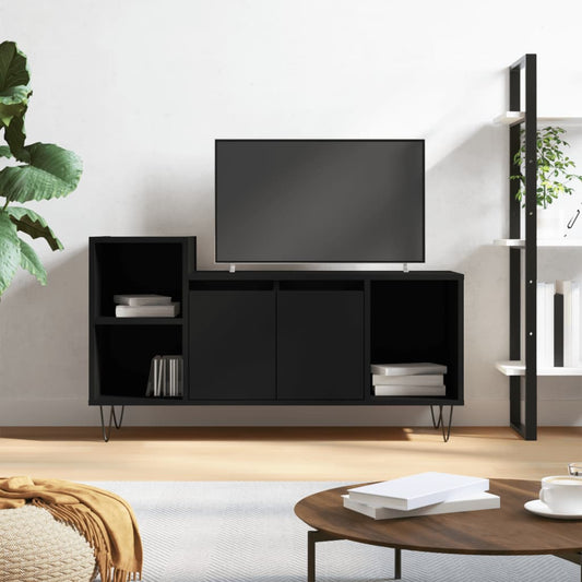 fekete szerelt fa TV-szekrény 100x35x55 cm