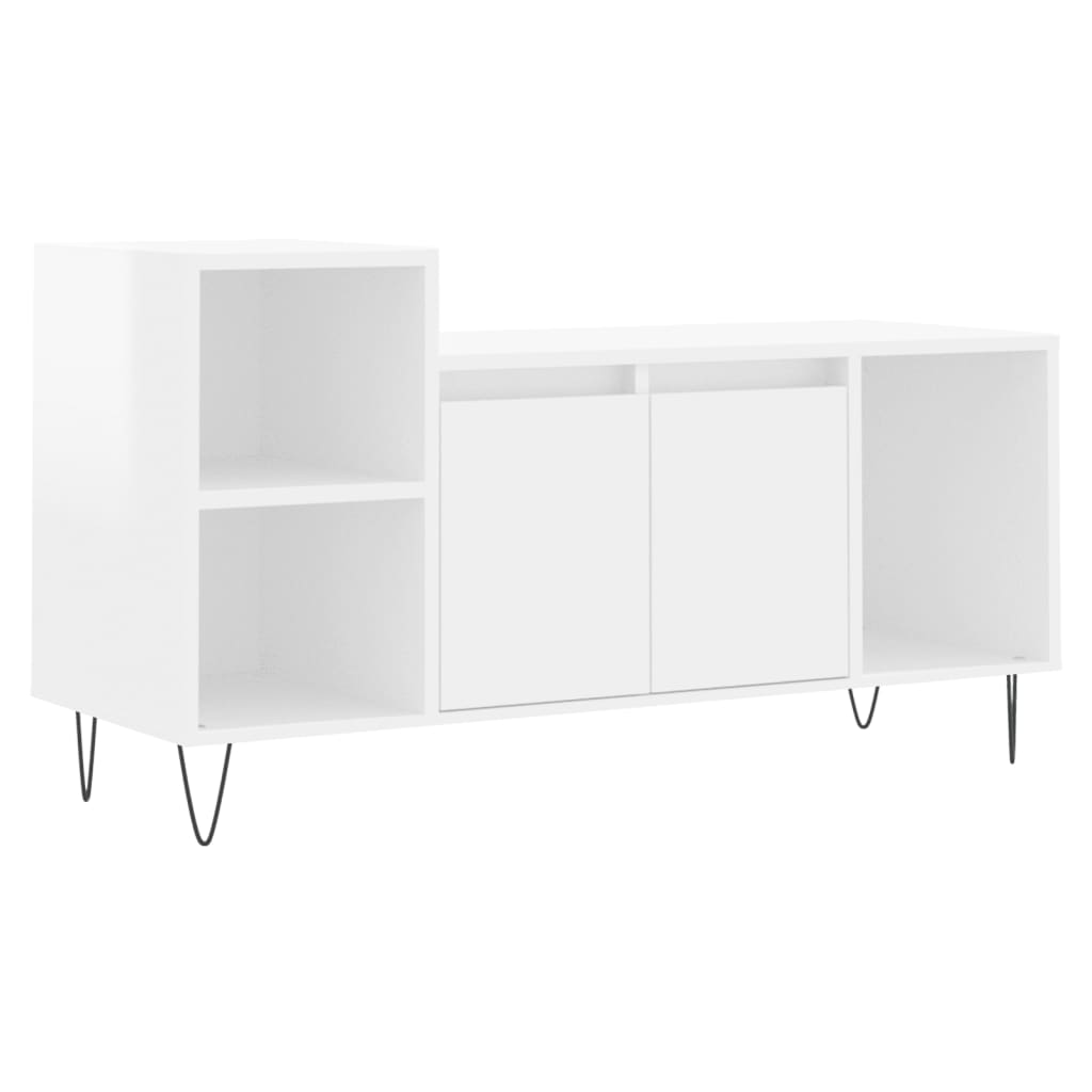 fehér magasfényű szerelt fa TV-szekrény 100x35x55 cm