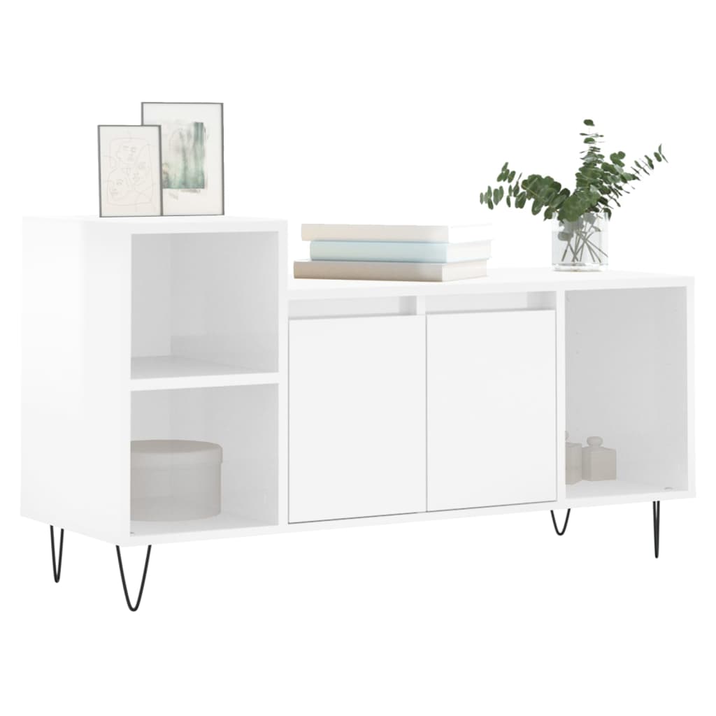 fehér magasfényű szerelt fa TV-szekrény 100x35x55 cm