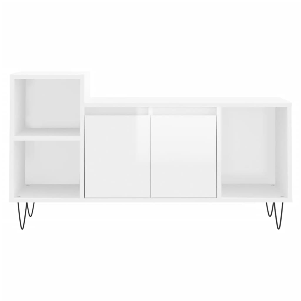 fehér magasfényű szerelt fa TV-szekrény 100x35x55 cm