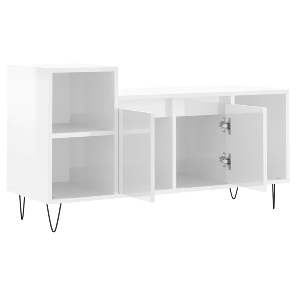 fehér magasfényű szerelt fa TV-szekrény 100x35x55 cm