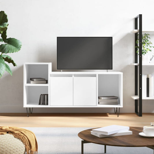 fehér magasfényű szerelt fa TV-szekrény 100x35x55 cm