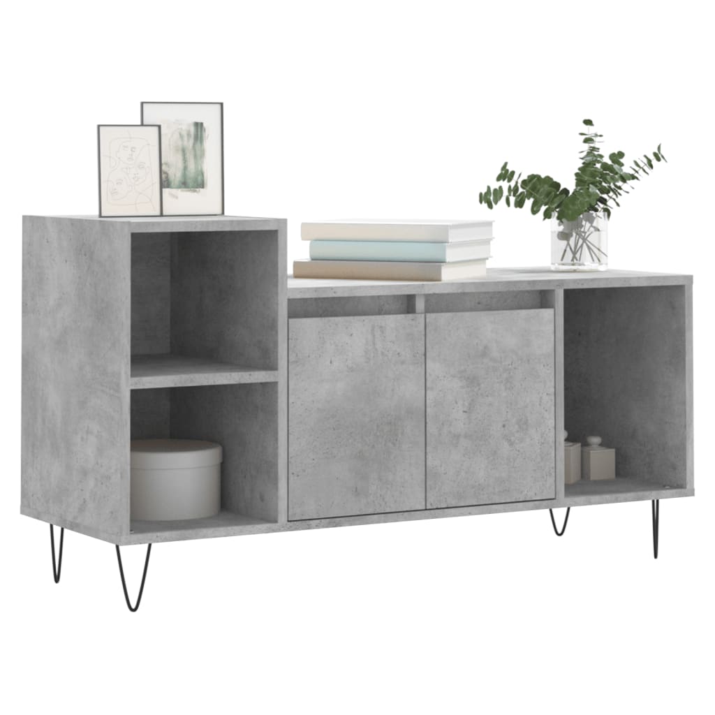 betonszürke szerelt fa TV-szekrény 100 x 35 x 55 cm
