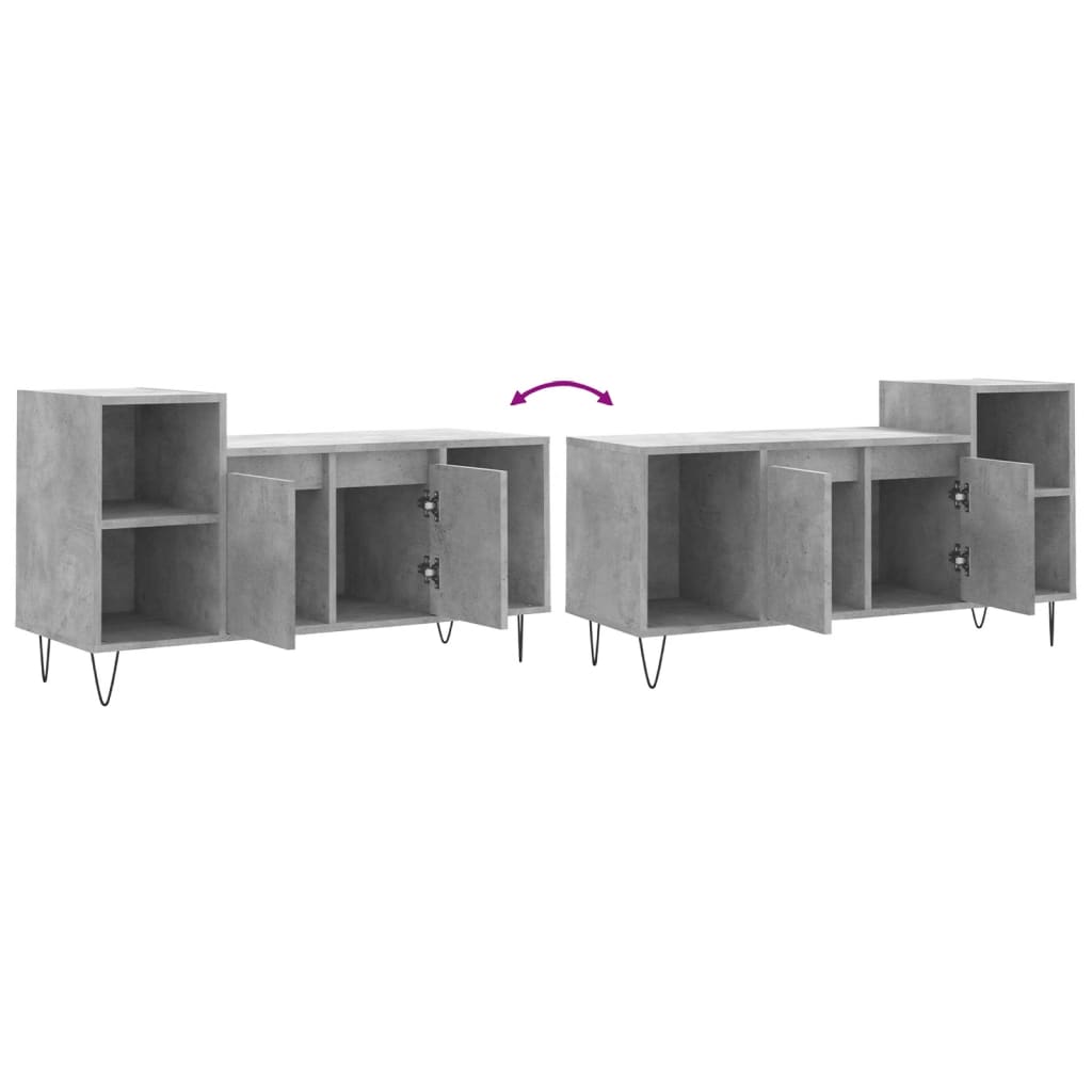 betonszürke szerelt fa TV-szekrény 100 x 35 x 55 cm