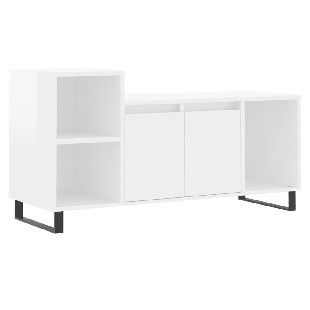 fehér magasfényű szerelt fa TV-szekrény 100x35x55 cm