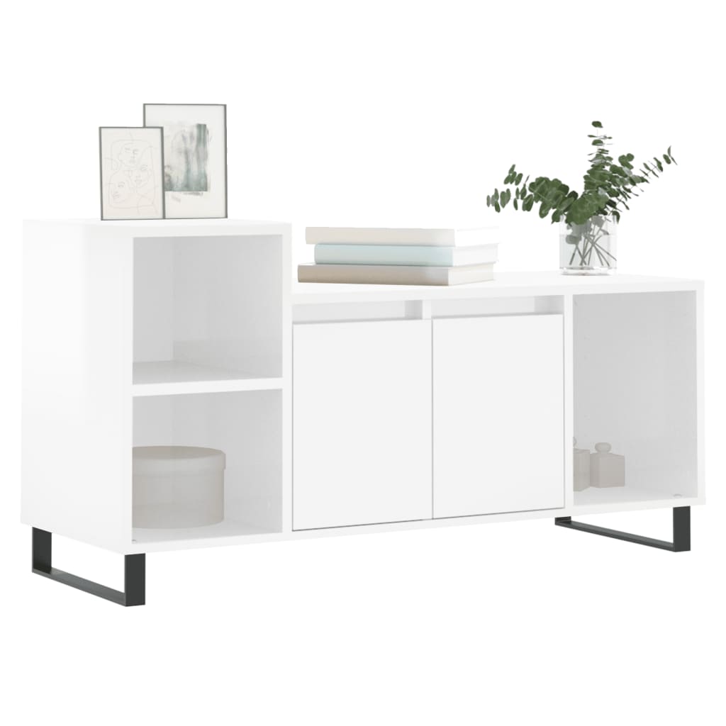 fehér magasfényű szerelt fa TV-szekrény 100x35x55 cm