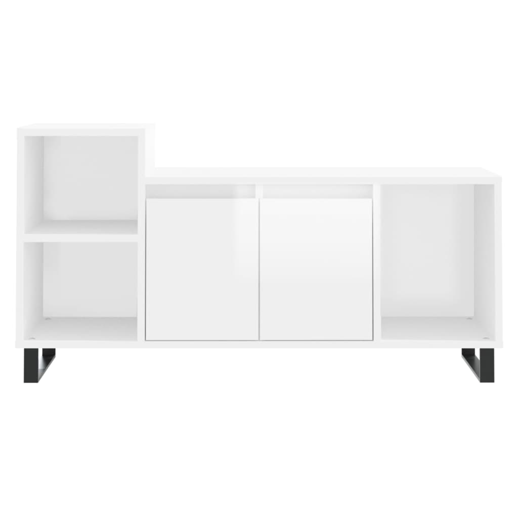fehér magasfényű szerelt fa TV-szekrény 100x35x55 cm