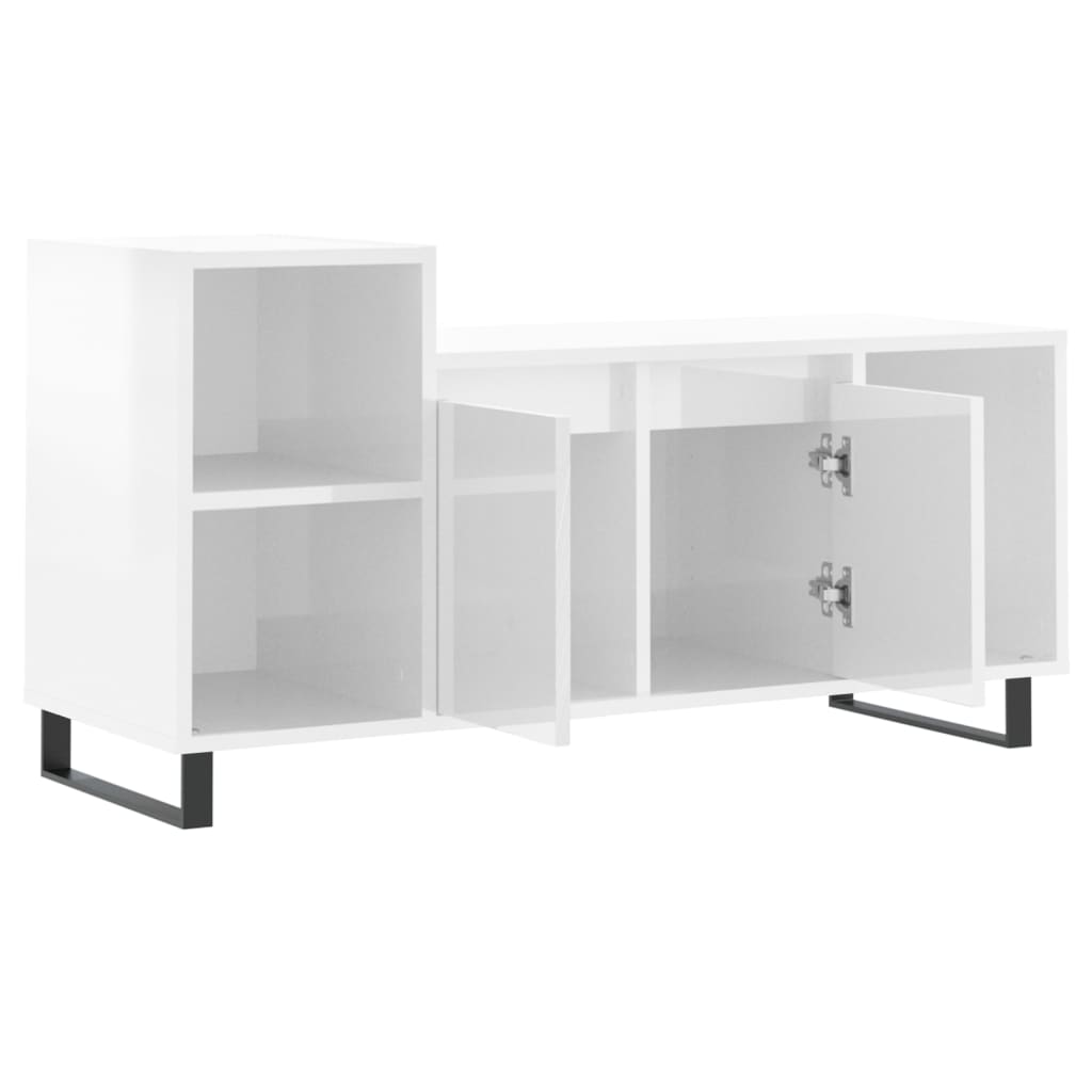 fehér magasfényű szerelt fa TV-szekrény 100x35x55 cm