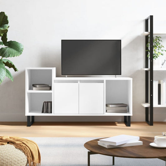 fehér magasfényű szerelt fa TV-szekrény 100x35x55 cm