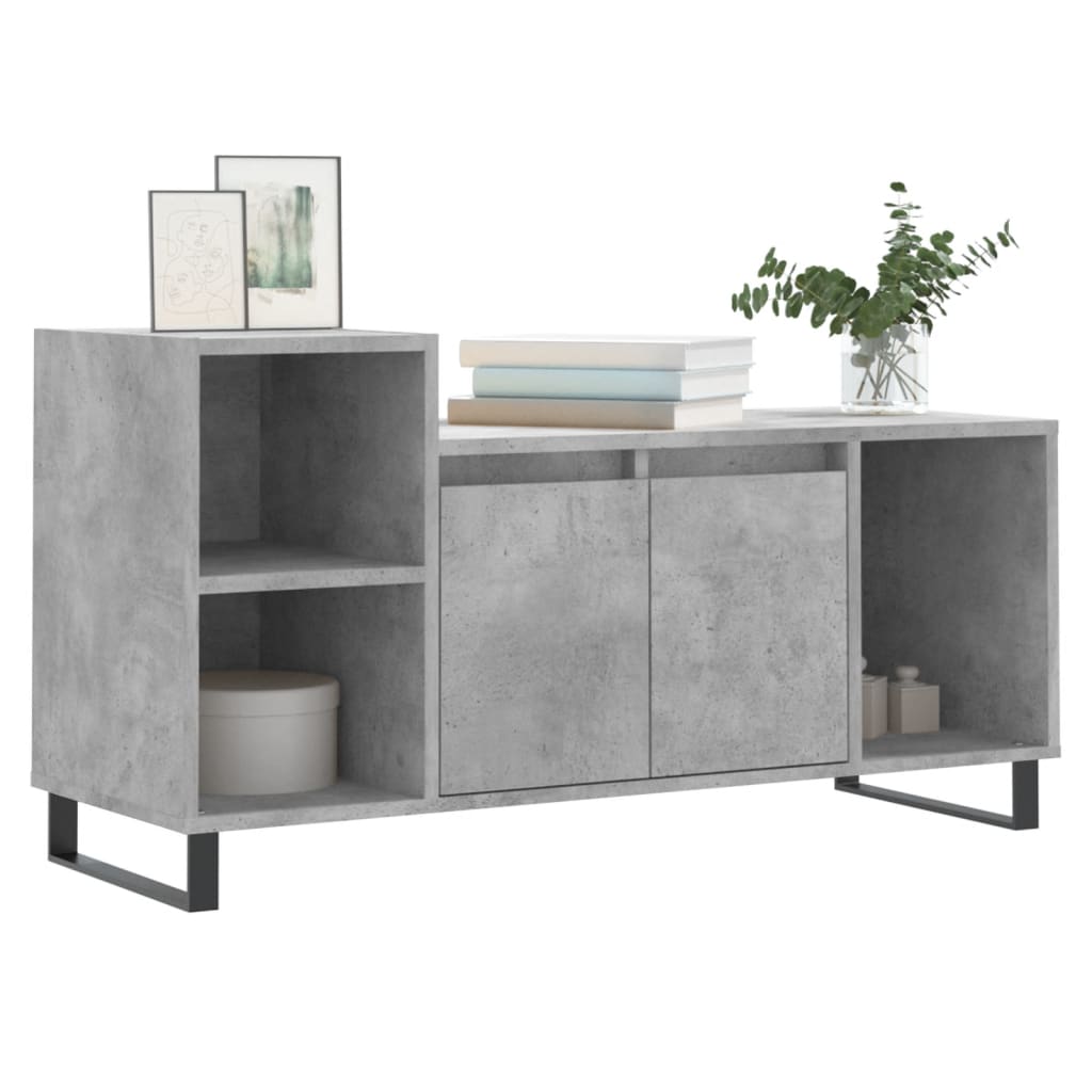 betonszürke szerelt fa TV-szekrény 100 x 35 x 55 cm