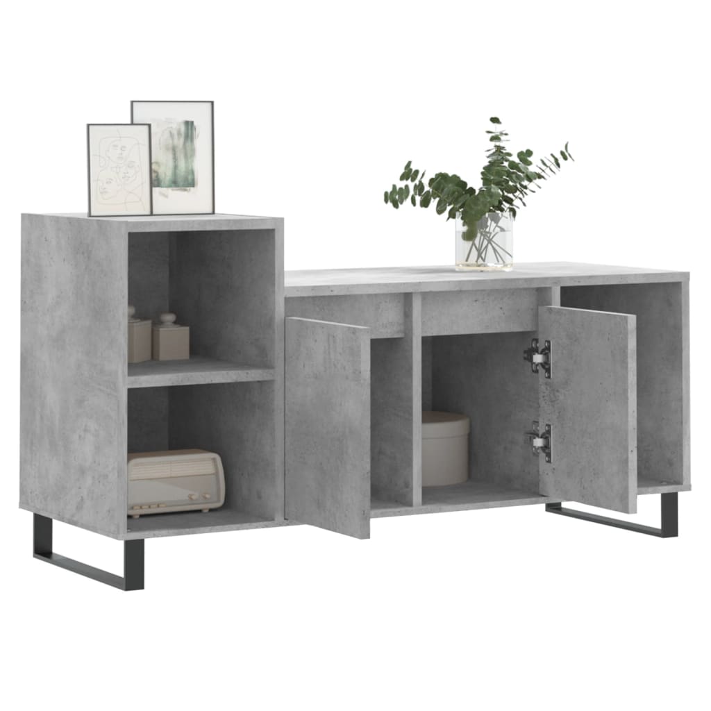 betonszürke szerelt fa TV-szekrény 100 x 35 x 55 cm