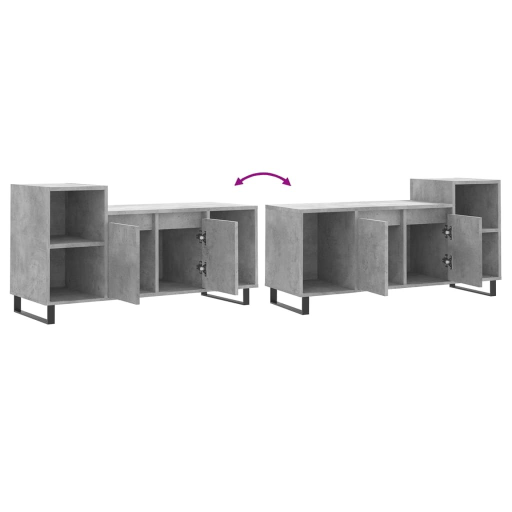 betonszürke szerelt fa TV-szekrény 100 x 35 x 55 cm