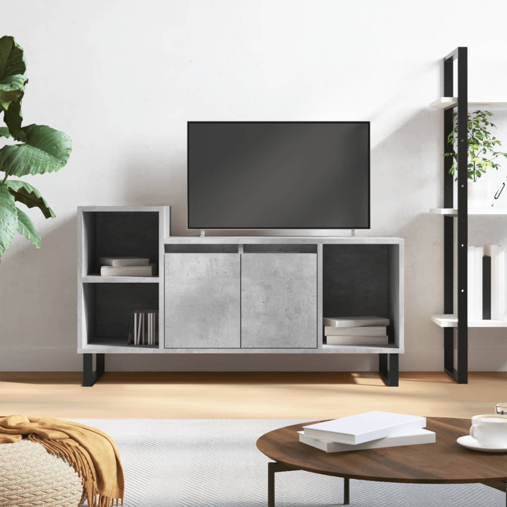 betonszürke szerelt fa TV-szekrény 100 x 35 x 55 cm