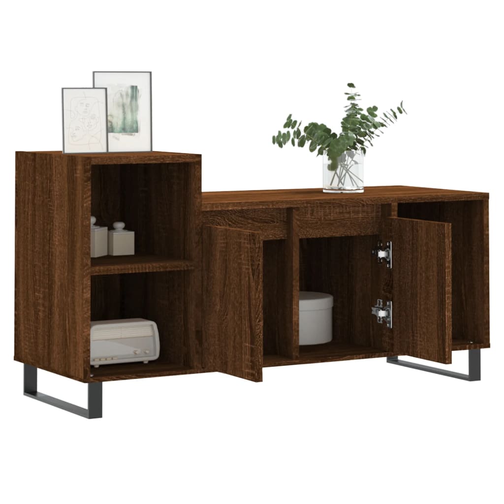 barna tölgyszínű szerelt fa TV-szekrény 100x35x55 cm