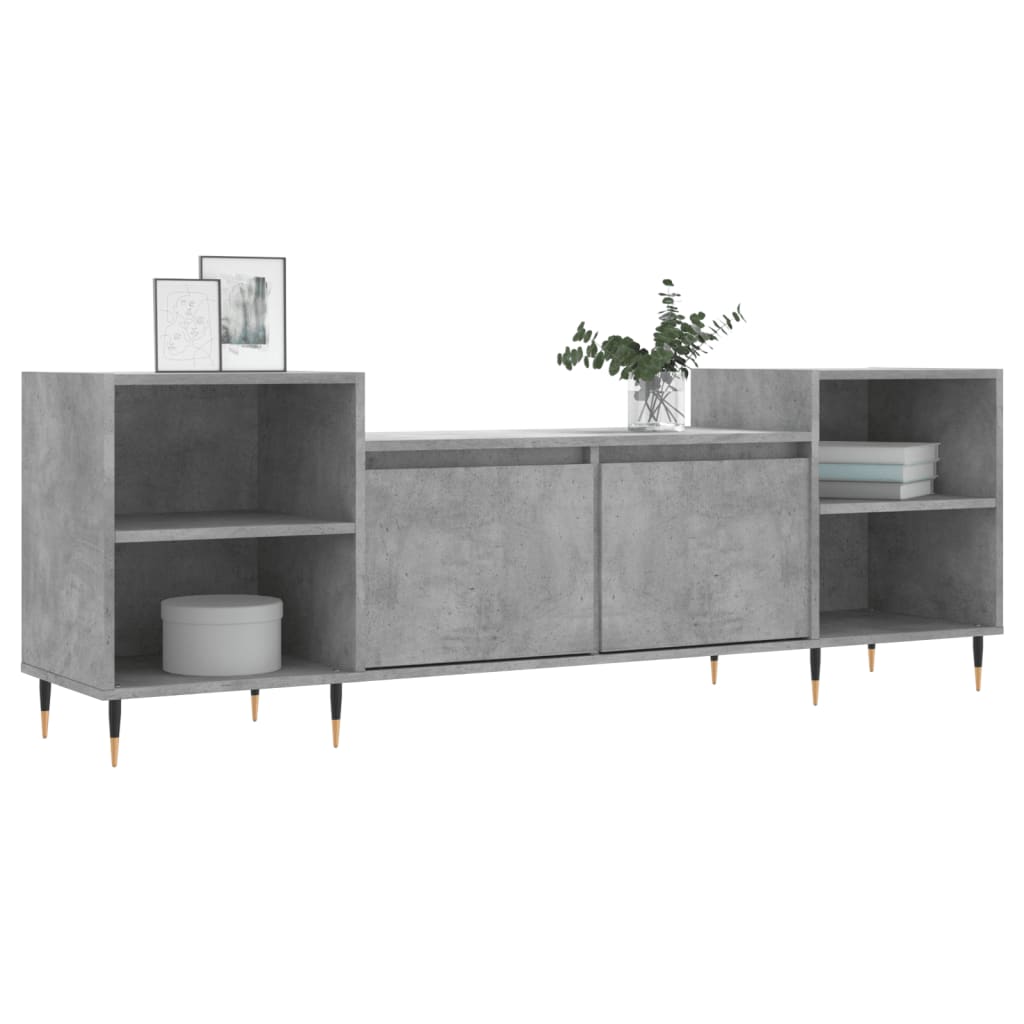 betonszürke szerelt fa TV-szekrény 160x35x55 cm