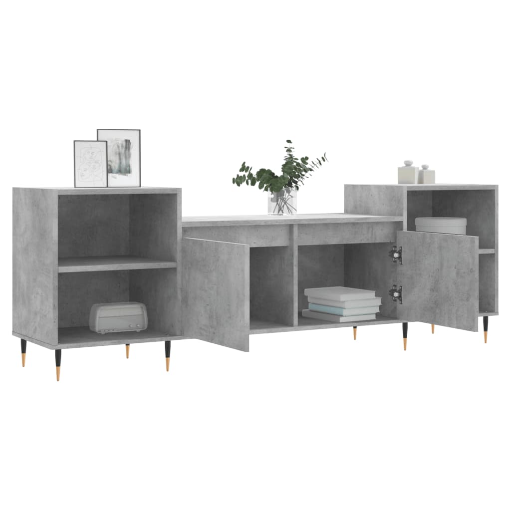 betonszürke szerelt fa TV-szekrény 160x35x55 cm