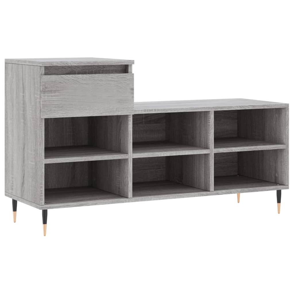szürke sonoma színű szerelt fa cipősszekrény 102x36x60 cm