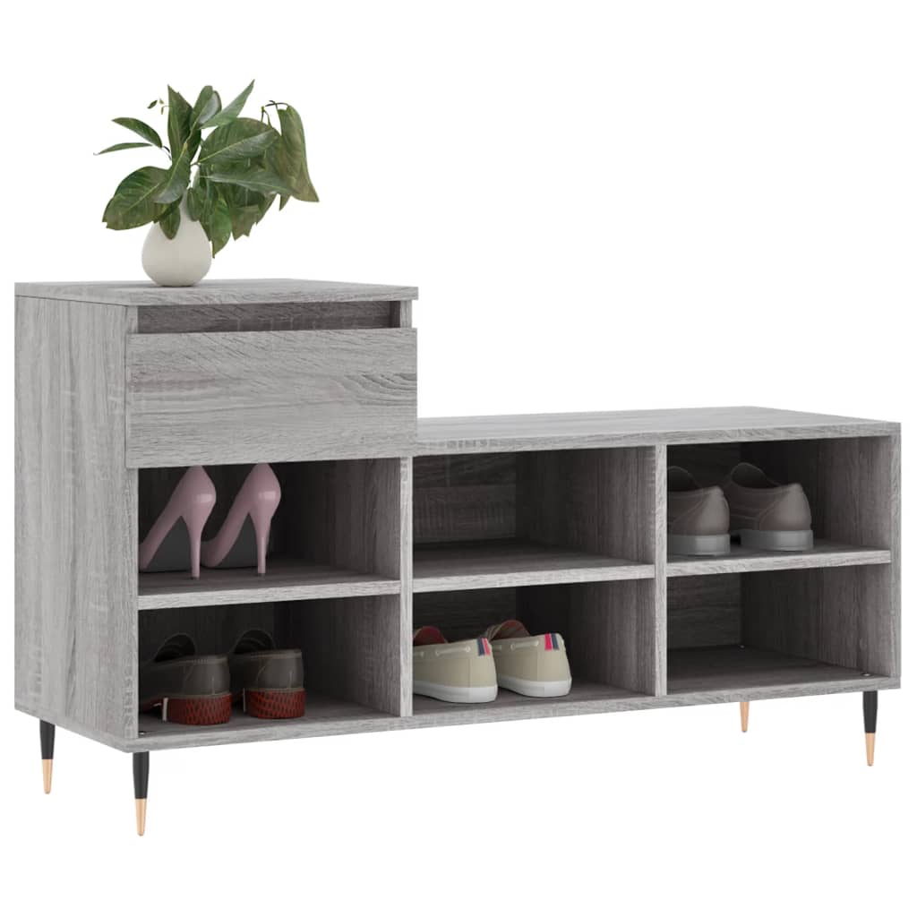 szürke sonoma színű szerelt fa cipősszekrény 102x36x60 cm