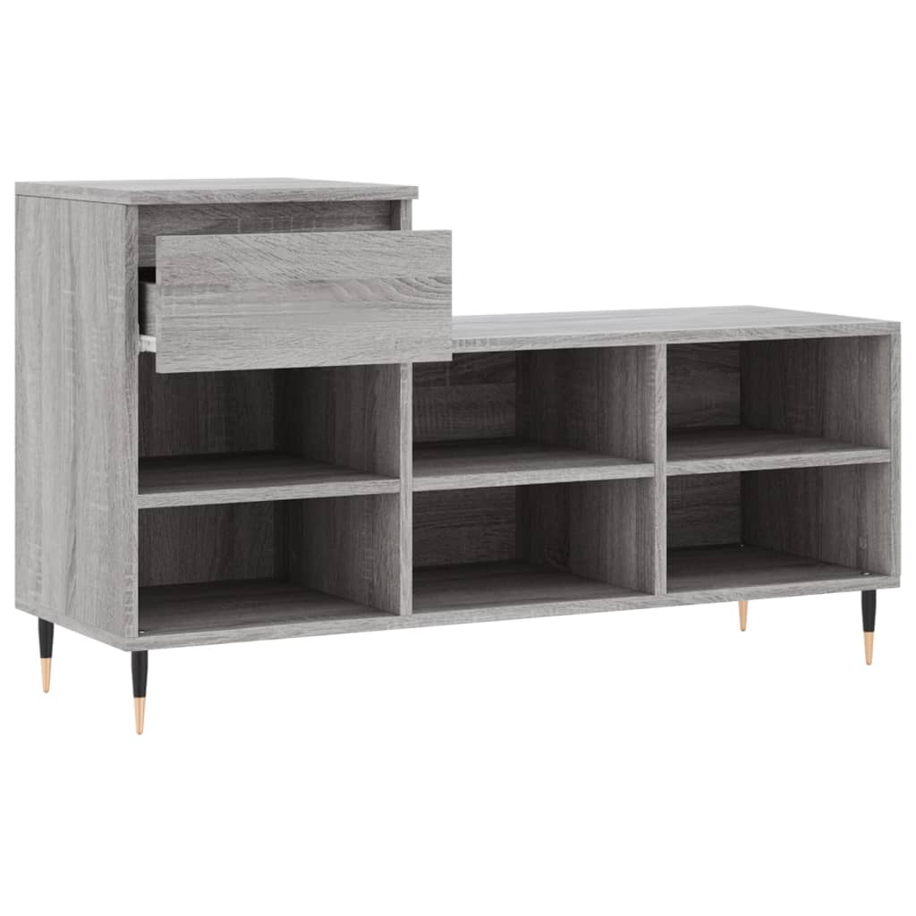 szürke sonoma színű szerelt fa cipősszekrény 102x36x60 cm