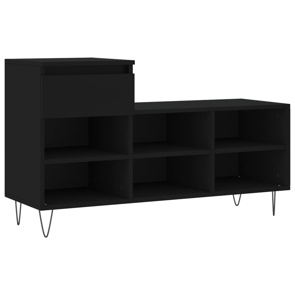 fekete szerelt fa cipősszekrény 102x36x60 cm
