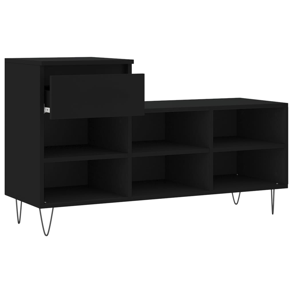 fekete szerelt fa cipősszekrény 102x36x60 cm