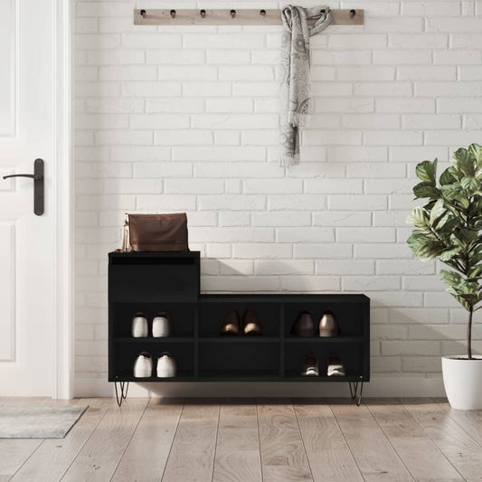 fekete szerelt fa cipősszekrény 102x36x60 cm